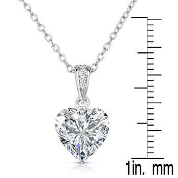 Heart Shape CZ Solitaire Pendant In Sterling Silver