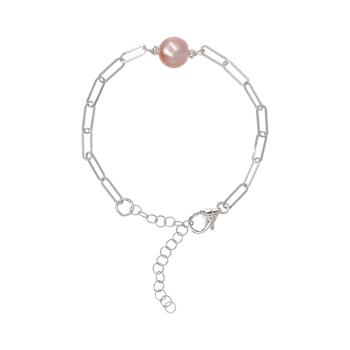 Blush Cultured Pearl Paperclip Chain Bracelet in Sterling Silver