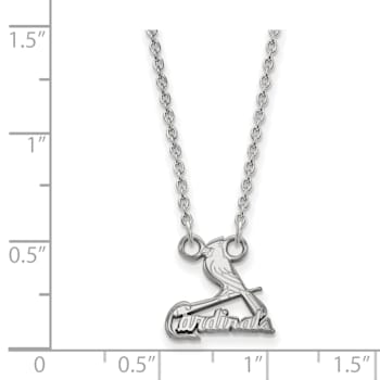 Rhodium Over Sterling Silver MLB LogoArt St. Louis Cardinals Pendant Necklace