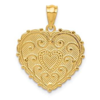 14K Tri-color Polished Number 1 MOM Shadowbox Pendant
