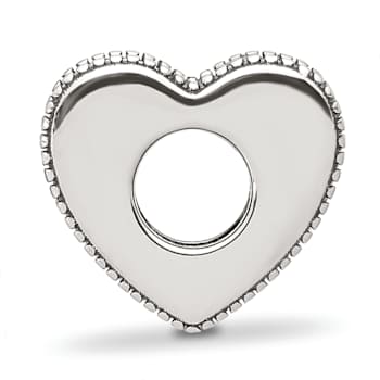 Sterling Silver Crystal and Enamel Pink Heart Mom Bead