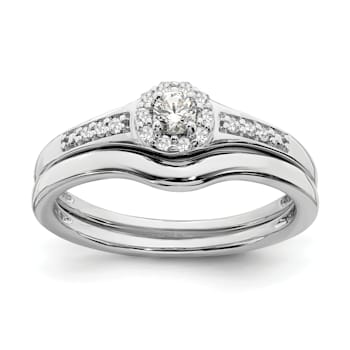 Rhodium Over 10K White Gold Lab Grown Diamond Cluster Engagement Ring 0.211ctw