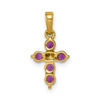10k Yellow Gold and Rhodium Over 10k Yellow Gold 0.3 cttw Ruby and
Diamond Cross Pendant