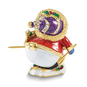 SNOWFALL Snowman Skiing Trinket Box