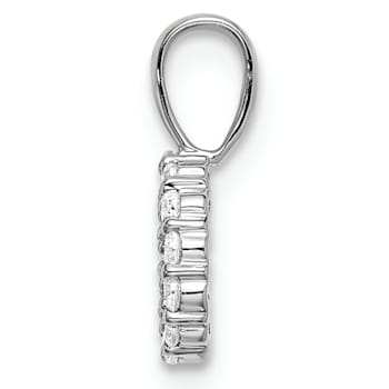 Rhodium Over 14K White Gold Lab Grown Diamond Letter O Initial Pendant