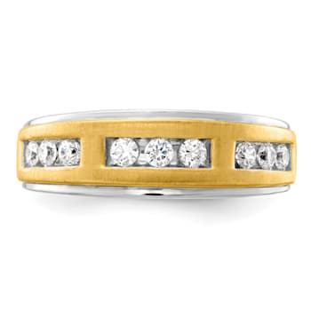 14K Two-tone Yellow and White Gold Lab Grown Diamond Men's Ring