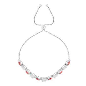 Peach Orange Lab Created Padparadscha and White Sapphire Orange Bracelet
for women