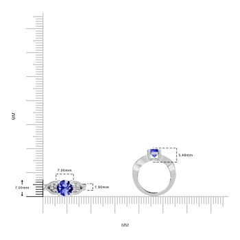 14K White Gold Tanzanite and Diamond Ring 1.55 ctw