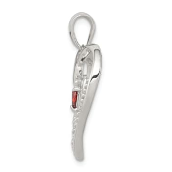 Rhodium Over Sterling Silver Red Cubic Zirconia Heart and White Cubic
Zirconia Mom Heart Pendant