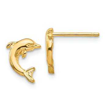14k Yellow Gold Dolphin Stud Earrings