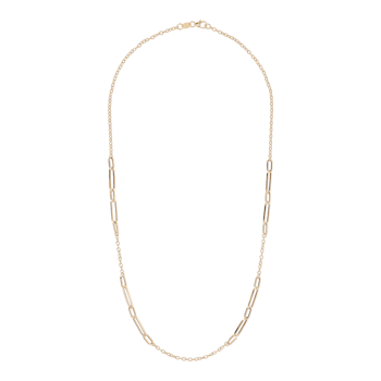 14K Yellow Gold 2.3 and 4.0 mm Paperclip Link 20 Inch Necklace