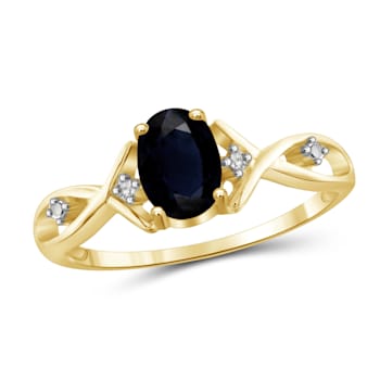 Black Sapphire 14K Gold Over Sterling Silver Ring 1.00ctw