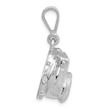 Rhodium Over 14k White Gold Bulldog Pendant