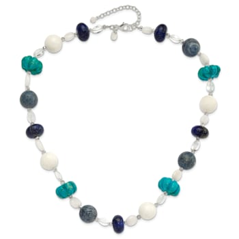Sterling Silver Coral, Howlite, Jadeite, Lapis, Quartz, Crystal 2-inch
Extension Necklace