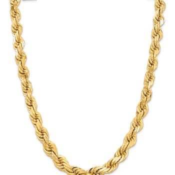 14k Yellow Gold 12mm Solid Diamond-Cut Rope 28 Inch Chain