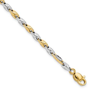 14k Two-tone Gold Polished Fancy Link Bracelet