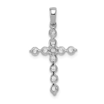 Rhodium Over 14K White Gold 1/2ct. Diamond Cross Pendant