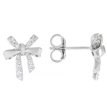 CZ Bow Stud Earrings In Platinum-Enhanced Sterling Silver 0.46ctw