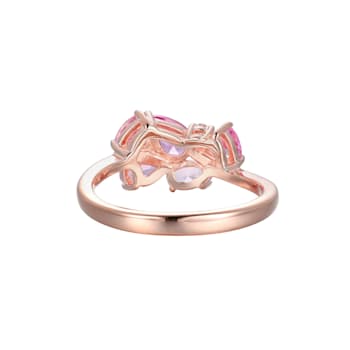 Created Pink Sapphire and Pink Cubic Zirconia Rhodium Over Sterling
Silver Ring 1.57ctw