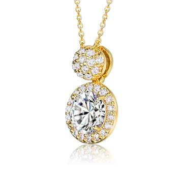CZ Halo Pendant In 14K Gold Over Sterling Silver