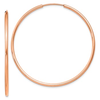 14k Rose Gold Polished 1 5/8" Endless Hoop Earrings