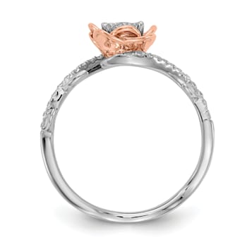 14K Two-tone White and Rose Gold Diamond Fashion Band
