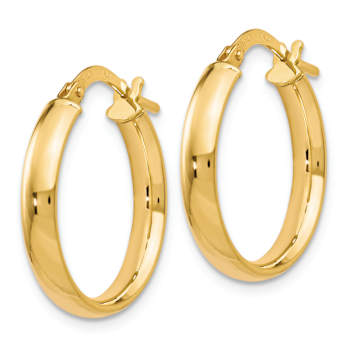 10k Yellow Gold 9/16 inch Polished Hoop Earrings
