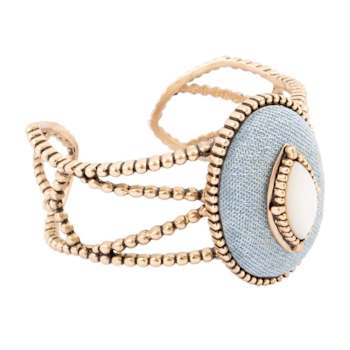 Barse Jewelry Blue Denim Dreams White Mother of Pearl Golden Cuff Bracelet