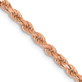 14k Rose Gold 2.25mm Solid Diamond-Cut Rope 30 Inch Chain