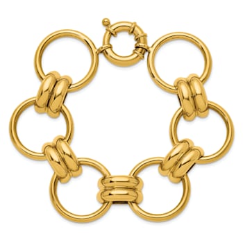 14K Yellow Gold 25.4mm Circles 7.5 inch Bracelet