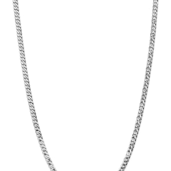 Rhodium Over 14k White Gold 4.75mm Solid Flat Beveled Curb 22 Inch Chain