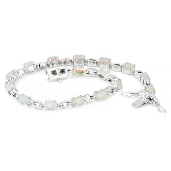 Australian Coober Pedy Opal Cabochon Bracelet In Sterling Silver 5x3mm