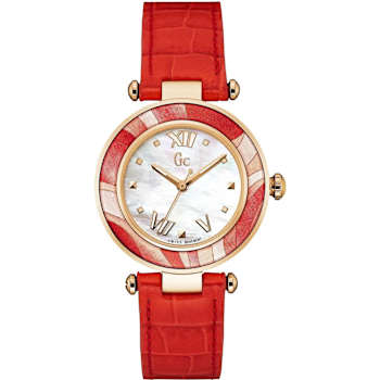 Guess Women's Classic Red Leather Strap Watch