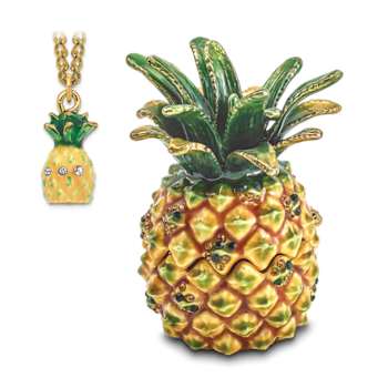 GOOD VIBES Golden Pineapple Trinket Box