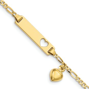 10k Yellow Gold Children's Figaro Link ID Bracelet