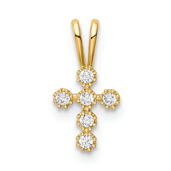 14k Yellow Gold Cubic Zirconia Cross Pendant