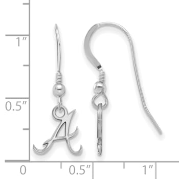 Rhodium Over Sterling Silver MLB LogoArt Atlanta Braves Dangle Earrings