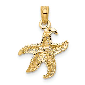 14k Yellow Gold Textured Starfish Pendant