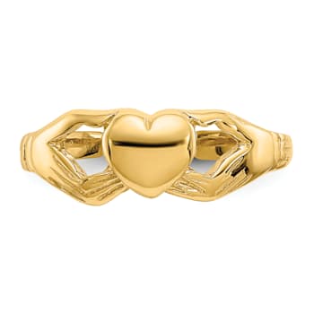14K Yellow Gold Polished Claddagh Toe Ring