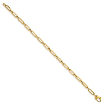 14K Yellow Gold Polished Flat Oval Link Bracelet