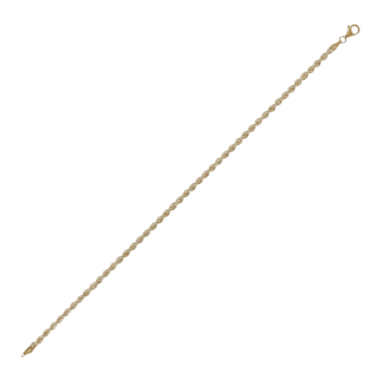 14K Yellow Gold 2.5 mm Diamond Cut Rope Chain Bracelet, 8 Inches