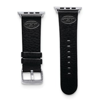 Gametime New York Jets Leather Band fits Apple Watch (42/44mm S/M
Black). Watch not included.