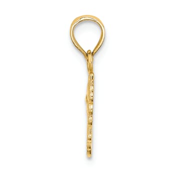 14k Yellow Gold Textured #1 Daughter with Flowers pendant