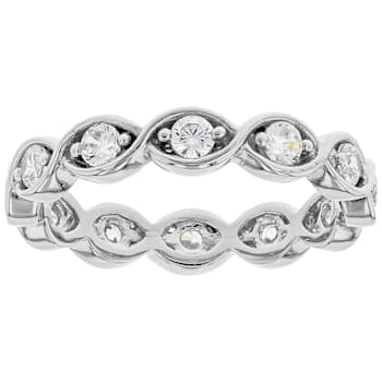 White Cubic Zirconia Rhodium Over Sterling Silver Eternity Band Ring 1.24ctw