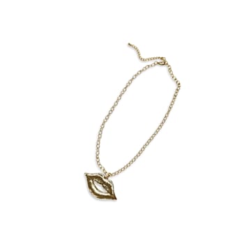 Red Lip with Crystal Pendant Necklace