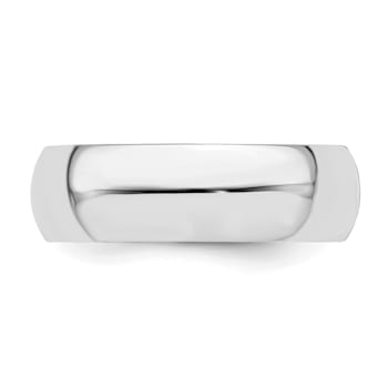 Rhodium Over Sterling Silver 6mm Half-Round Band