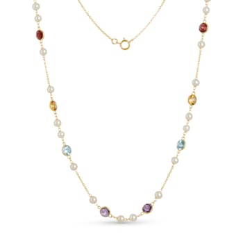 Multi-Gem 14k Yellow Gold 18" Necklace 9.19ctw
