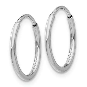 Rhodium Over 14k White Gold Polished 9/16" Endless Tube Hoop Earrings