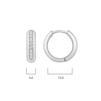 White Cubic Zirconia Platinum Over Sterling Silver Hoops 0.24ctw