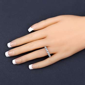 Swiss Blue Topaz and White Topaz Sterling Silver 5 Stone Band Ring